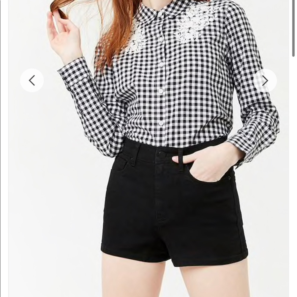 Black denim shorts